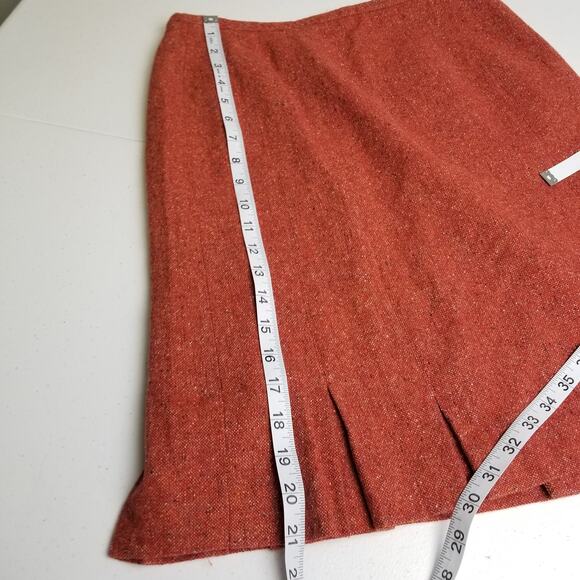 Talbots Red Italian Wool Silk Blend Midi Lined Pleated Hem Excellent! Size 8 P - Picture 4 of 7